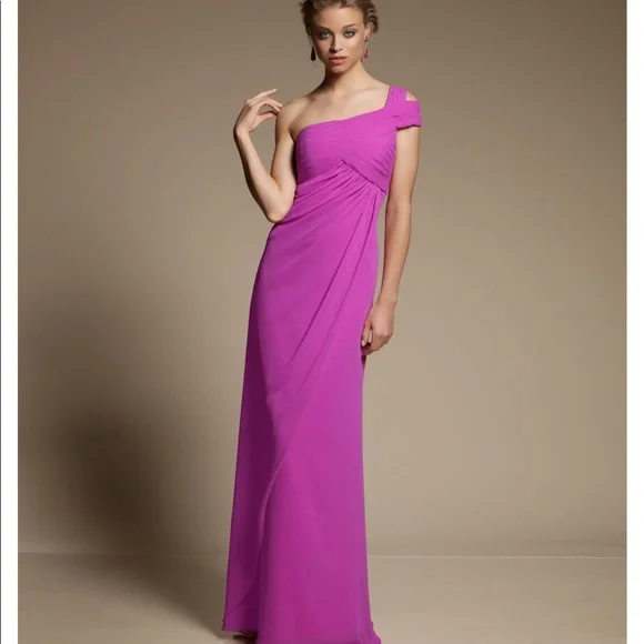 sachin and babi light blue dress John Charles 66407 One Shoulder Dress With Chiffon Cape main image 0